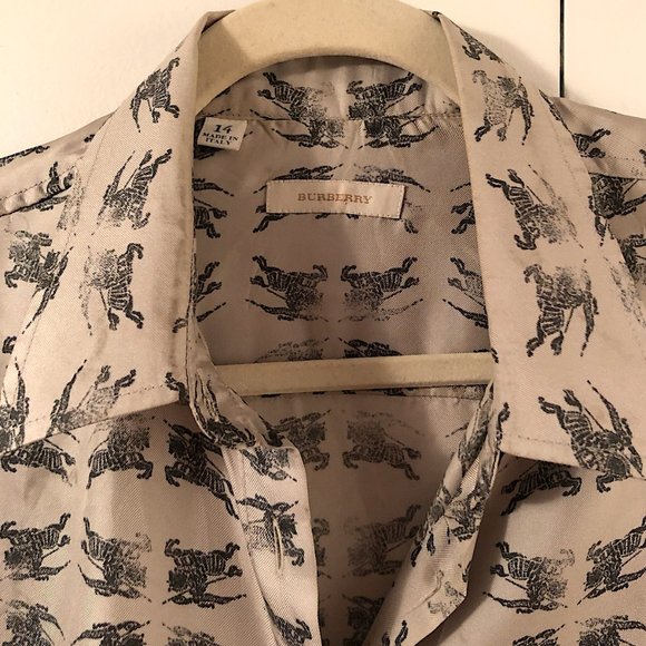 Burberry prosum collection gray silk blouse with the prosum logo horse - Picture 5 of 9